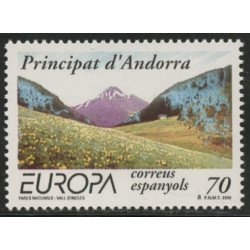 Lot n°40- 257-**-Montagne gauche et droite avec nuage bleuté