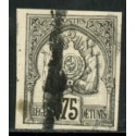 TUN009 - 19 - Obl - Essai d'Octobre 1888 75c noir annulation trait noir 
